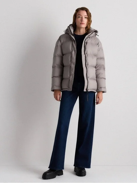 Quince Grey Hooded Quilted Puffer Jacket - Picture 2 of 7